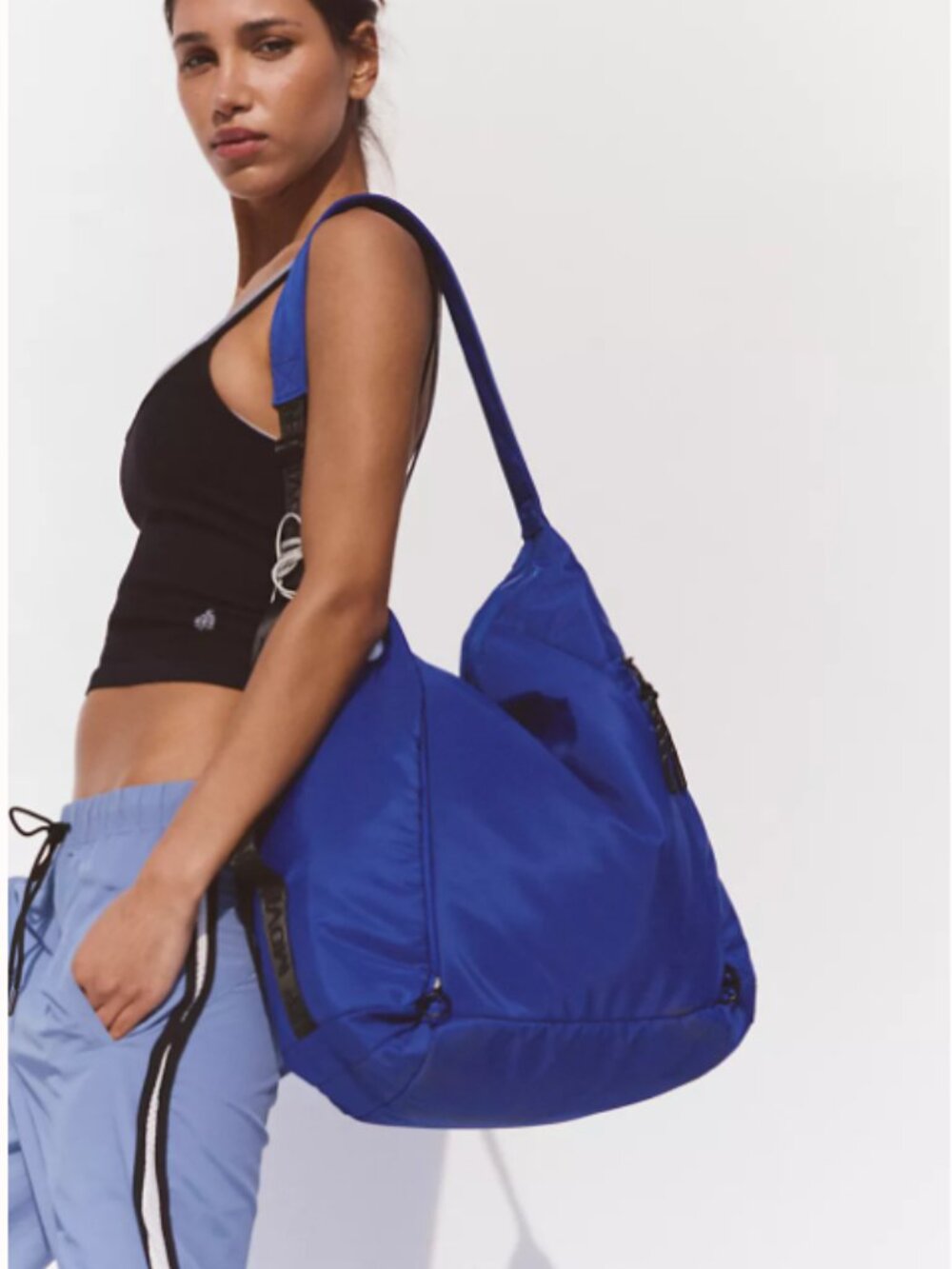 Free People Movement‎ No Time Zone Carryall Blue Tote Bag Travel Gym - NEW